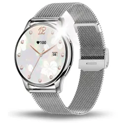 Smartwatch Zegarek Damski Angelo Y11 srebrny Ciśnieniomierz Rozmowy Sport Menu PL 4 Paski